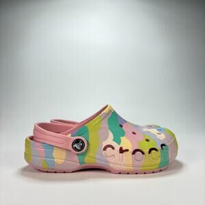 Crocs Baya Seasonal Printed Clog Pink Comfort Casual Shoes 209728 Youth Size 3